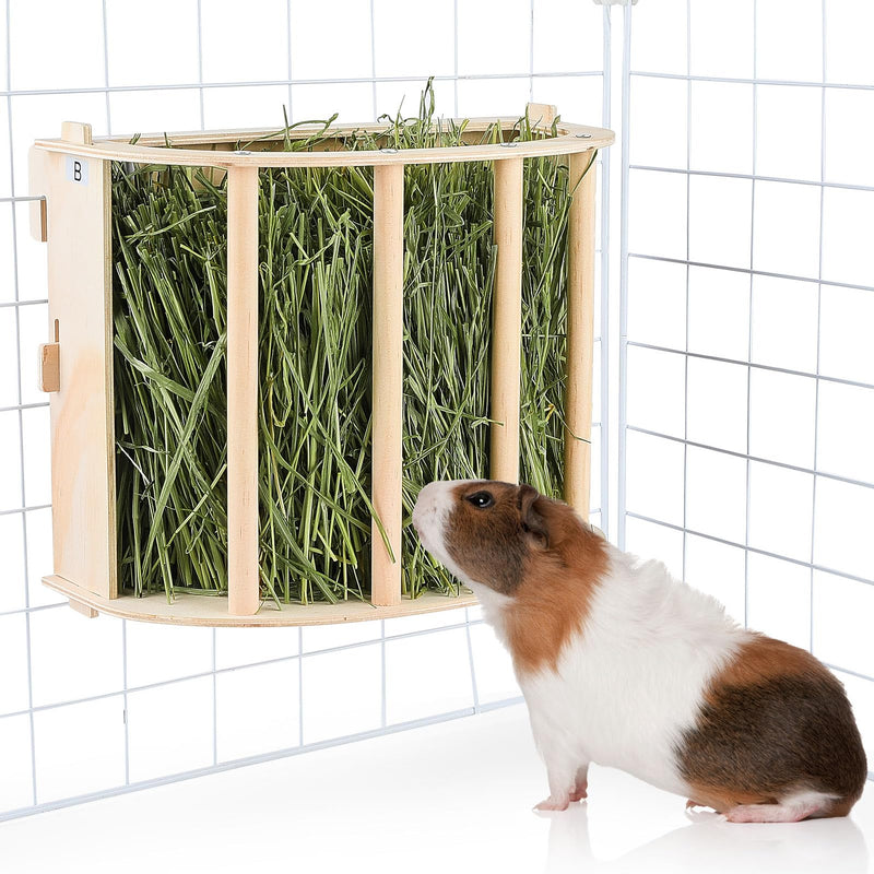 Guinea Pig Hay Feeder Wooden Rabbit Hay Feeder Big Volume Bunny Hay Holder Hanging Hay Rack with Instructions Guinea Pig Cages Accessories for Chinchilla and Ferret, Rabbit Cage Accessories 1 PACK Wood color - PawsPlanet Australia
