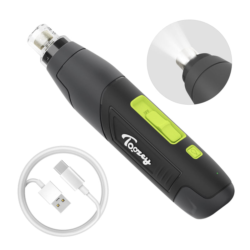 Toozey 12000RPM Dog Nail Grinder, 3-Speed Professional Electric Rechargeable Pet Nail Trimmer with LED Lights for Large and Medium Dogs with Dust Cap MJQ002 - PawsPlanet Australia