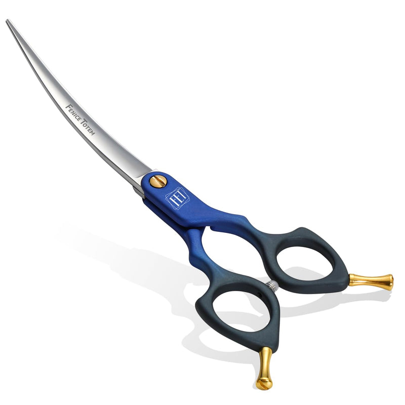 Fenice Dog Grooming Curved Scissors: 6.5" Pet Self-sharpening Split Finishing Shears for Dogs' Faces and Eyes Lightweight Ideal for Tight Spaces and Detailed Grooming Japan VG10 Alloy Steel 63HRC 6.5 inch Bb - PawsPlanet Australia