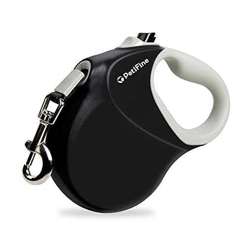 PetiFine Retractable Dog Leash for Large Dogs, 26 FT Heavy Duty Extendable Dog Leash up to 110lbs, Reflective Strong Nylon Tape, One-Handed Brake Black - PawsPlanet Australia