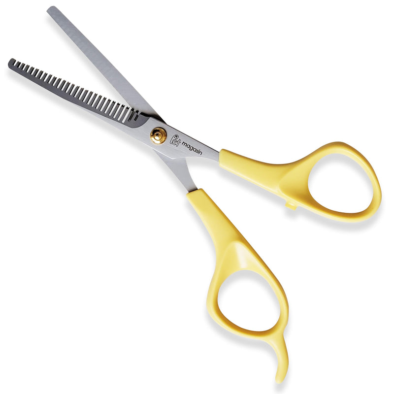 PET MAGASIN Professional Dog Grooming Scissors Set - Curved Thinning Shears for Dogs, Pet Hair Cutting Tools with Safety Tips for Small & Large Breeds, Grooming Kit for Home Yellow - PawsPlanet Australia