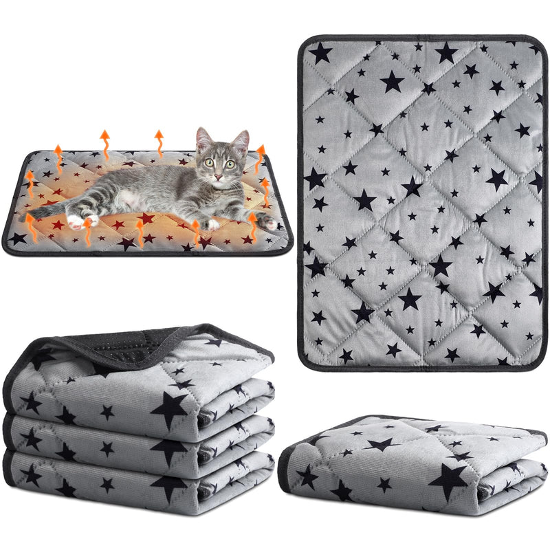 Namalu 4 Pack Self Warming Cat Bed Self Heating Cat Mat Star Pattern Soft Dog Crate Pad Thermal Pet Mat Anti Slip Kennel Dog Washable Warming Bed for Outdoor Indoor(18 x 24 Inch,Gray) 18 x 24 Inch Gray - PawsPlanet Australia