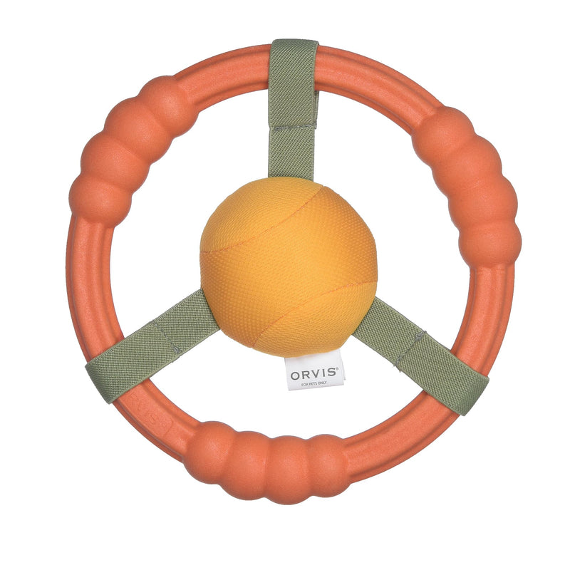 Orvis Dog Whitewater Toss Ring Floating Fetch Toy and Chew; High Visibility Wheel Shaped Frisbee Dog Toy - Floats in Water, Quick Dry, Easy to Clean, Squeaky Toy for Large Dogs, Aggressive Chewers 8 Inch - PawsPlanet Australia