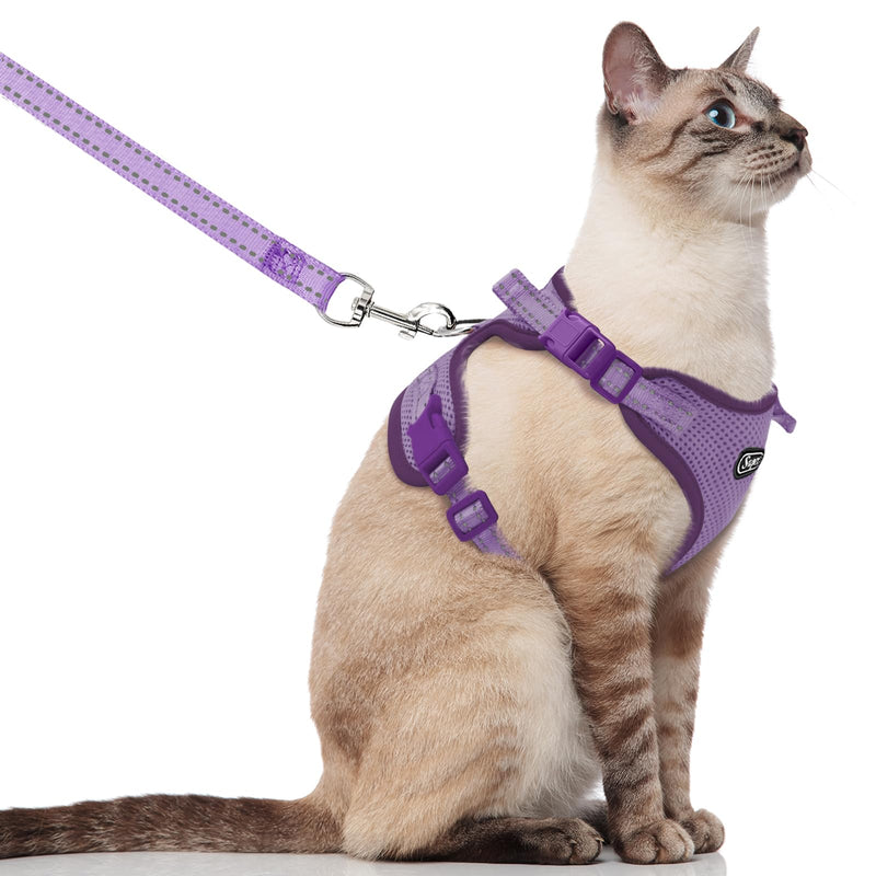 Supet Cat Harness and Leash for Walking Escape Proof, Adjustable Harness for Cats, Easy Control Small Cat Harness for Medium Large Kitten Purple M Medium (Chest: 15.0" - 20.0")