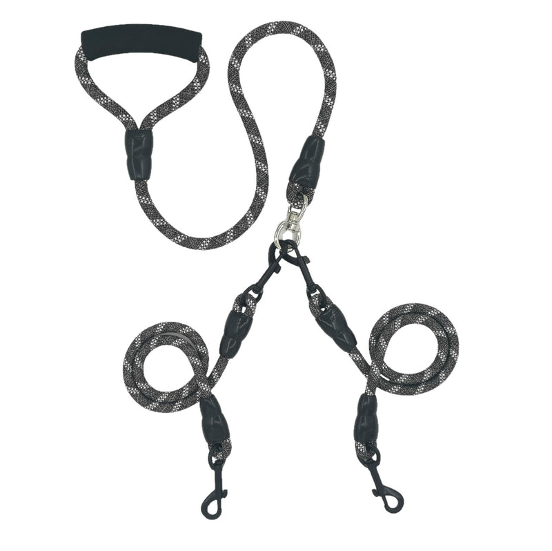 Heavy Two Way Dog Leash,2 Dog Leash Reflective,Detachable 360° Swivel No Tangle,with Soft Padded Handle, for Walking and Training Two Small Medium Large Dog Walking (S/8-45 ibs) S/8-45 ibs Black - PawsPlanet Australia