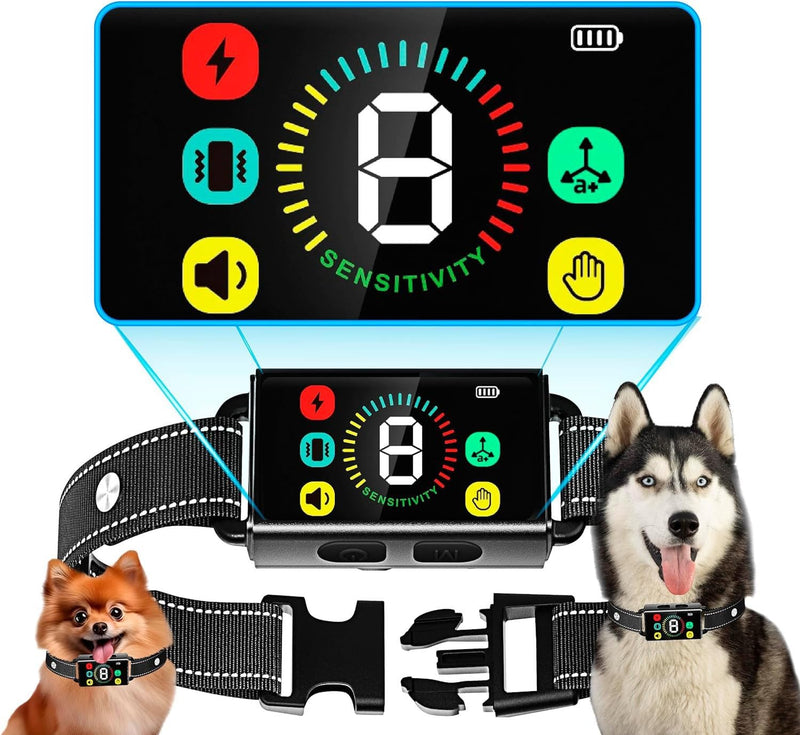 Dog Bark Collar - Long-Lasting Type C Rechargeable Smart Collar with 8 Sensitivity Levels | Safe Beep, Vibration & Shock Modes | Effective Anti-Bark Solution for Small, Medium & Large Dogs (8-150 lbs) - PawsPlanet Australia