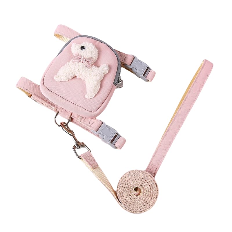 Dog Harness Backpack Dog Harness Outdoor Hiking Backpack Pet Leashes with Saddle Bag Dog Pack for Medium & Small Dogs (Pink, M) Pink - PawsPlanet Australia