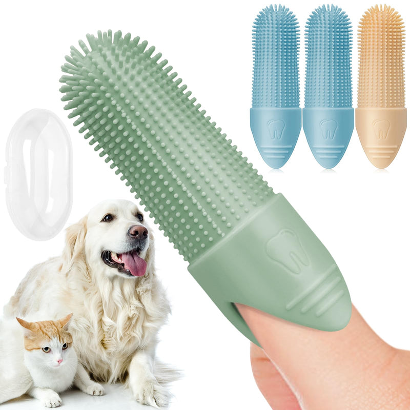 Dog Toothbrush, 4 Pack Dog Tooth Brush, 360° Cleaning Finger Toothbrush for Dogs, Food Grade Silicone Dog Finger Toothbrush Fits Most Fingers, Toothbrush for Dogs & Cats Dental Care - PawsPlanet Australia