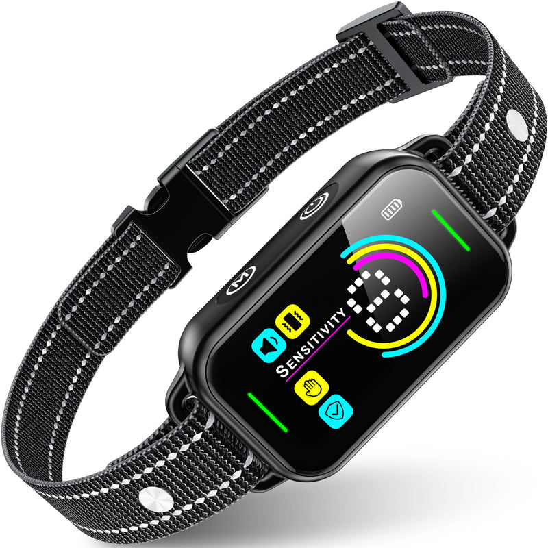 DINJOO Bark Collar, Dog Bark Collar for Large Medium Small Dogs,Smart Bark Collar,Rechargeable Anti Barking Training Collar with 8 Adjustable Sensitivity,Bark Collar with Beep (Dark Black) Dark Black - PawsPlanet Australia