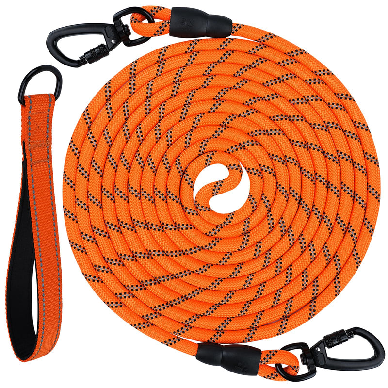 Joytale Long Leash for Dog with Removable Padded Handle, Heavy Duty Lead for Large Medium Dogs,15FT/30FT/50FT/65FT Reflective Training Leash for Play, Camping, Backyard Tie Out, Orange, 50FT 50FT, 3/8" - PawsPlanet Australia