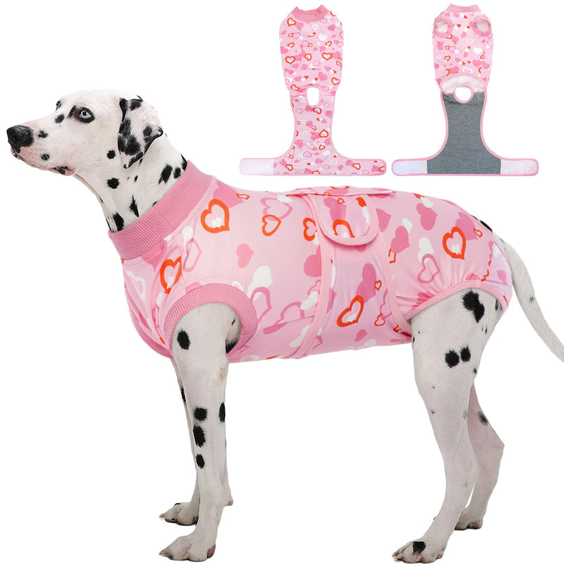 Kuoser Recovery Suit for Dogs After Surgery, Valentine's Day Dog Surgical Recovery Suit for Female Male Dogs, Dog Onesies for Large Dogs, Pet Surgical Suit for Spay Neuter Dog Cone Alternative X-Large (Back:20.1-24.8'', Weight:42-75 LB) Pink - PawsPlanet Australia