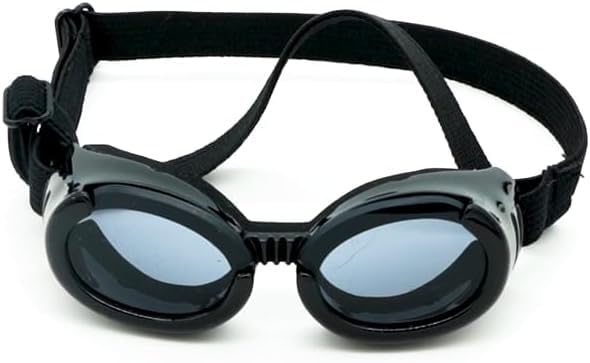 PetSpex® Dog and Cat Sunglasses, Pet Goggles with UV Protection, Windproof Water Resistant Pet Glasses with Adjustable Head and Chin Straps for Outdoor Adventures, Extra Small, Black Black Frame X-Small