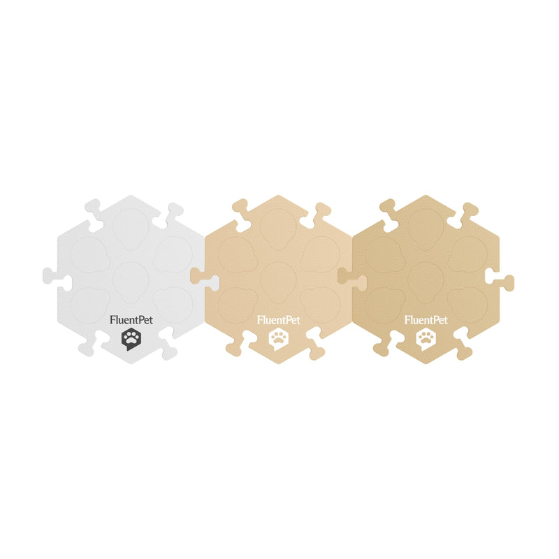 FluentPet HexTiles - Beiges 3-Pack | Accessory Dog and Cat Button Learning Mats | Each Mat Holds Up to 6 Buttons | Soft, Durable, and Non-Slip | Gift for Pet Lovers | Buttons Sold Separately - PawsPlanet Australia
