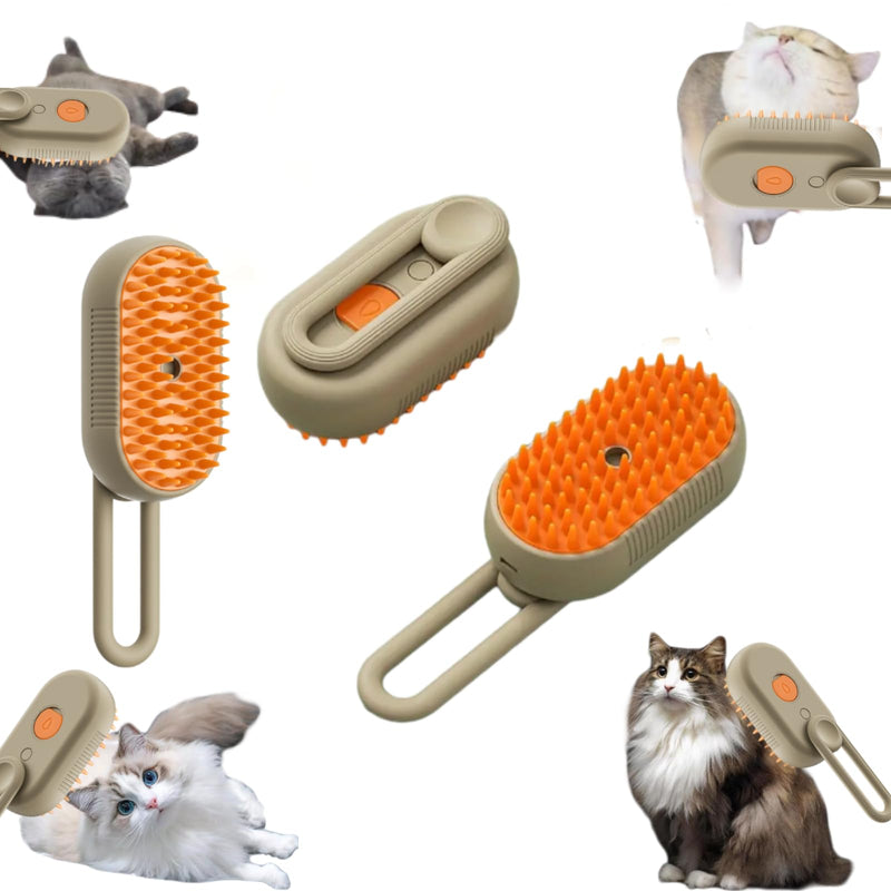 Steamy Brush Pro, 2024 Upgraded, 3 in1 Cat Steamy Brush - Coffee, Cat Brush with Steam for Shedding - PawsPlanet Australia