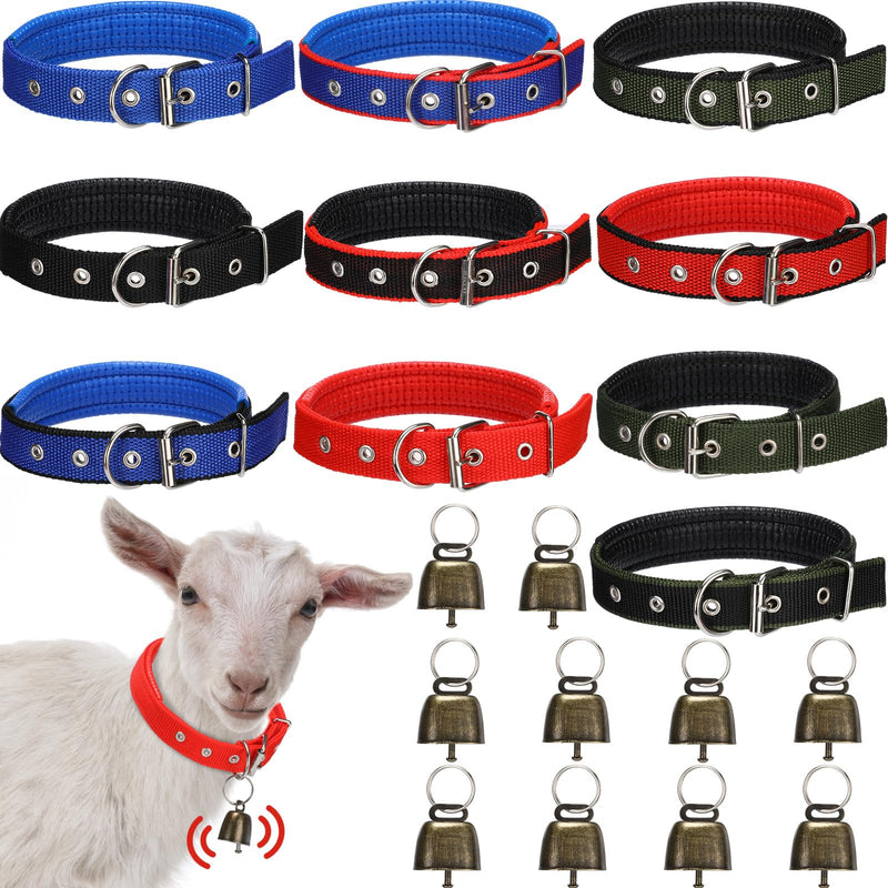 10 Sets Goat Collars with Bells Adjustable Small Animal Collar with Sheep Bell Sheep Collar with Grazing Cow Bells Pet Collar with Bronze Bell Goat Supplies for Farm Animal Sheep Accessories - PawsPlanet Australia