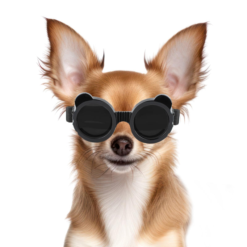Dog Goggles for Small Dog UV/Wind/Dust Protection Dog Sunglasses for Small Breed with Adjustable Strap - Black - PawsPlanet Australia