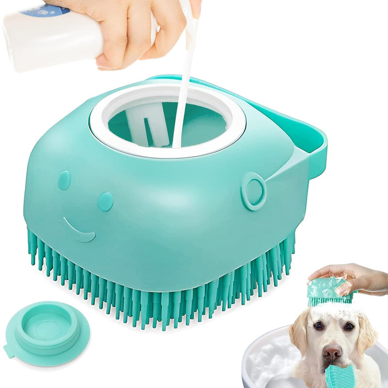 Pet Dog Bath Brush Gentle Soap Dispenser Massaging Bath Grooming Soft Silicone(Blue) - PawsPlanet Australia