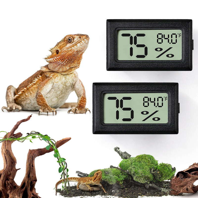 Palksky Bearded Dragon Tank Accessories, 2PCS Reptile Terrarium Thermometer and Humidity Gauge for Jumping Spider, Leopard Gecko, Hermit Crab, Gecko, Ball Python, Lizard - PawsPlanet Australia