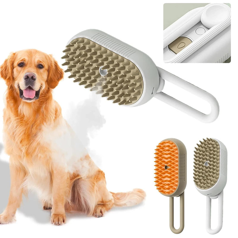 3 in 1 Cat Steam Brush for Shedding, Portable Anti-Static Grooming Comb for Cats & Dogs, Steam Misting Water Brush, Self-Cleaning Pet Hair Remover, Indoor Cat Spray Brushes for Cats & Dogs White - PawsPlanet Australia