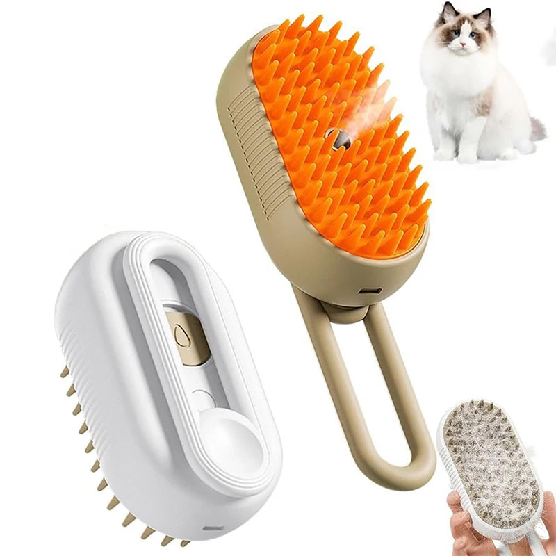 3 in 1 Cat Steam Brush for Shedding, Portable Anti-Static Grooming Comb for Cats & Dogs, Steam Misting Water Brush, Self-Cleaning Pet Hair Remover, Indoor Cat Spray Brushes for Cats & Dogs Brown - PawsPlanet Australia