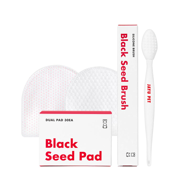 JAYU PET Hair Brush & Black Seed Pad Bundle - Cat Acne Chin Treatment, Silicone Brush, Dual-Functional Wipes, Hypoallergenic, Easy to Use, Oblong - PawsPlanet Australia