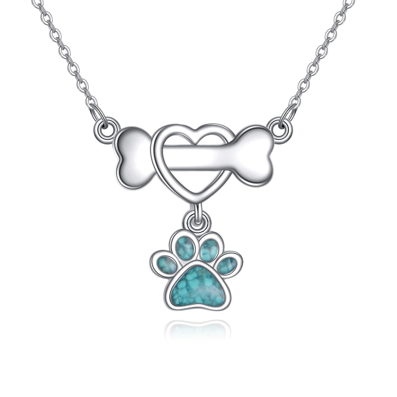 Paw Print Necklace Sterling Silver Dog Cat Paw Pendant Necklace Pet Paw Heart Jewelry Gifts for Women - PawsPlanet Australia