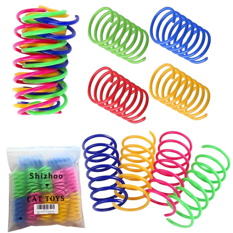 Cat Spring Toy, 30 Pcs Cat Kittens Toys Plastic Colorful Coil Spiral Springs for Swatting, Biting, Hunting, and Active Healthy Play Interactive Cat Toys Indoor Cats - PawsPlanet Australia
