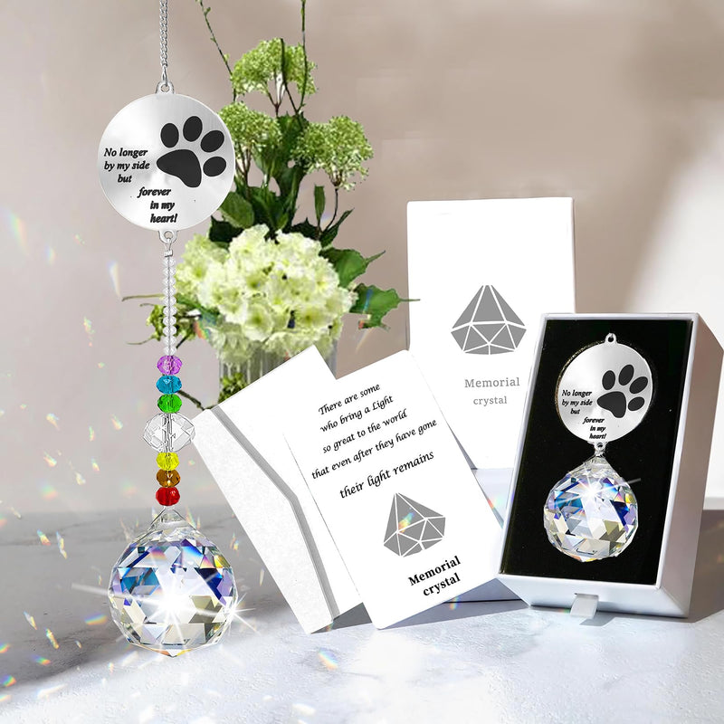 Dog Memorial Gifts for Loss of Dog, Pet Paw Print Sympathy Gifts Crystal Window Suncatcher,Bereavement Gift Sun Catcher,Dog Remembrance Gift Rainbow Maker,Pet Passing Away Loss Gifts (C) C - PawsPlanet Australia