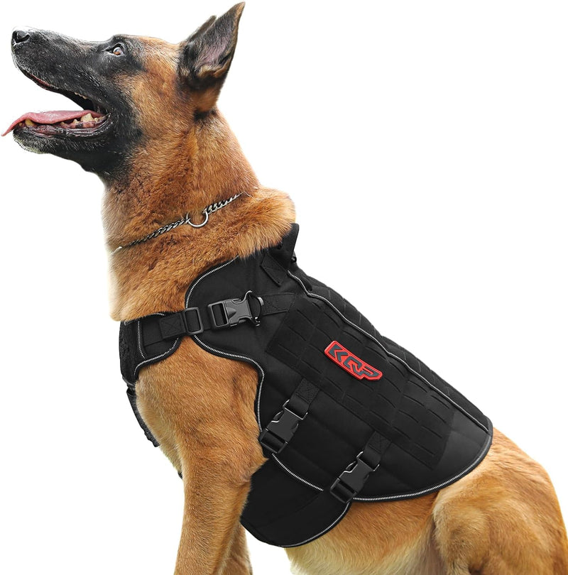 No Pull Dog Harness -Tactical Dog Harness - Military Dog Vest with Adjustable - Dog Harness for Medium Dogs, Service Dog X-Large METAL BLACK - PawsPlanet Australia