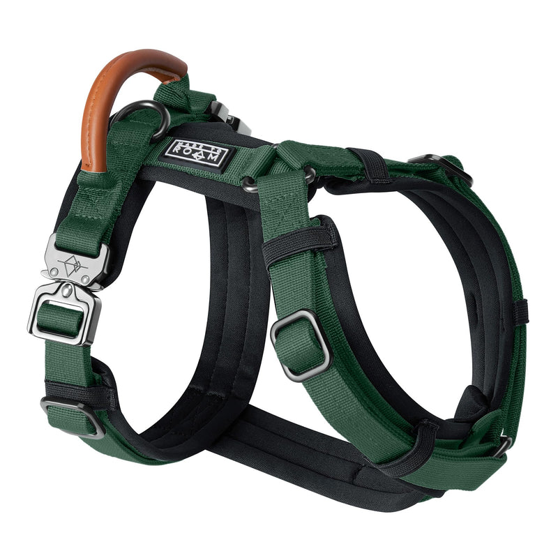 MADE TO ROAM Premium Explorer Harness - Y-Shaped Dog Harness with Adjustable Durable Nylon, Soft Padding, Metal Buckles and Leather Handle for Small, Medium, Large Dogs (Maine Marina, Size 5) Maine Marina - PawsPlanet Australia