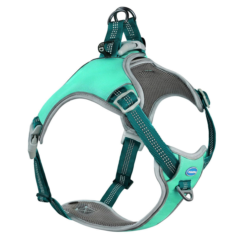 ThinkPet No-Pull Harness, Escape Proof Step-in Reflective Dog Vest Adjustable Breathable Halter Harness with Back/Front Clip for Better Control X-Large Dark Green - PawsPlanet Australia