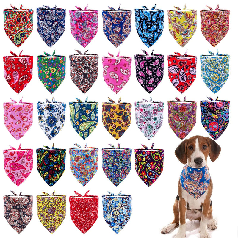 30 Pcs Paisley Bandanas for Dog Cats Polyester Print One Side Bandana Bulk for Small Middle Dogs Breed Reversible Triangle Bandana Girl Boy Grooming M 30Pcs Paisley -Medium - PawsPlanet Australia