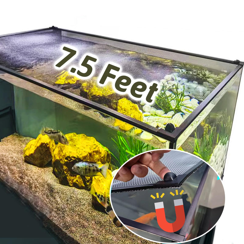 7.5 FT DIY Magnetic Fish Aquarium Anti-Jumping net Cover, Mesh Screen Netting for Fish Aquarium Screen Top Cover, Aquarium Lid Prevents Fish, Reptiles from Jumping Out (7.5 Feet) - PawsPlanet Australia