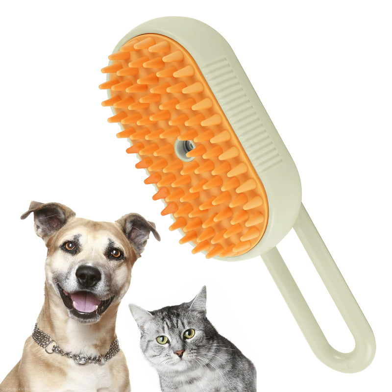 Self Cleaning Brush for Pet Grooming - 3 In 1 Steam Brush with Massage and Water Spray, Rechargeable Silicone Brush for Cats and Dogs - PawsPlanet Australia