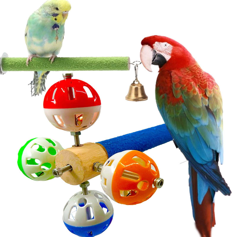 Bird Perch Toy with Rotating Balls Natural Parrot Large Bird Stand Perches Toy Wood Rotate Spinning Balls for Cage Parakeet Budgies Parrotlets Lovebird Cockatiels Conure Macaw African Greey - PawsPlanet Australia