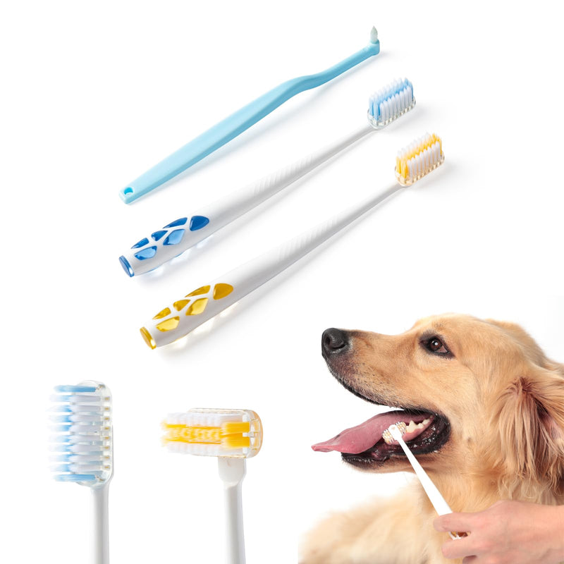 E.M&S.T by Emmeliestella Dog Toothbrush for Large Dogs, Pet Dental Care, Reduce Pets Teeth Plaque, Oral Hygiene, Deep Clean, Soft Bristles, 360 Rotating Brush Head, Removing Bad Breath Tartar, 3PCS - PawsPlanet Australia