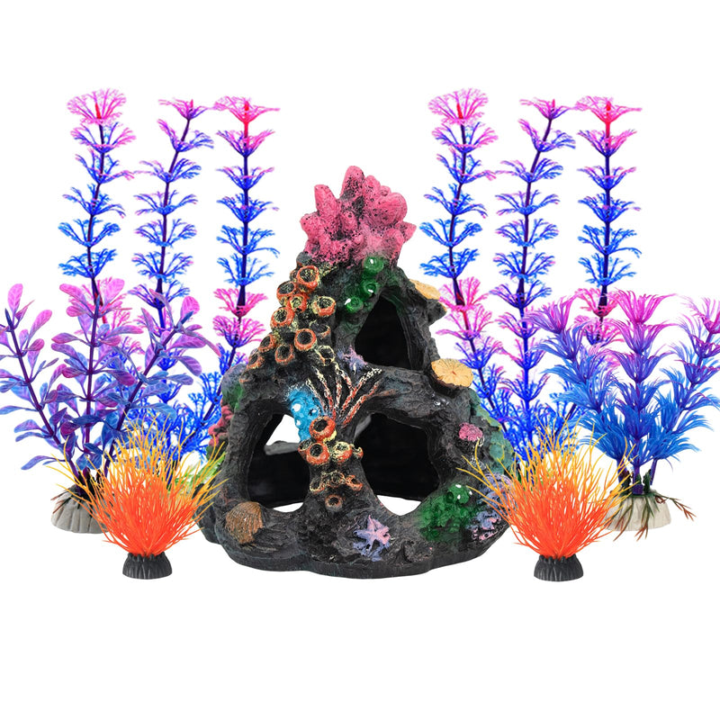 Aquarium Coral Rock Mountain Cave Set Fish Tank Decoration Coral Ornament Aquarium Plant Fish House for Betta Rest Hide - PawsPlanet Australia