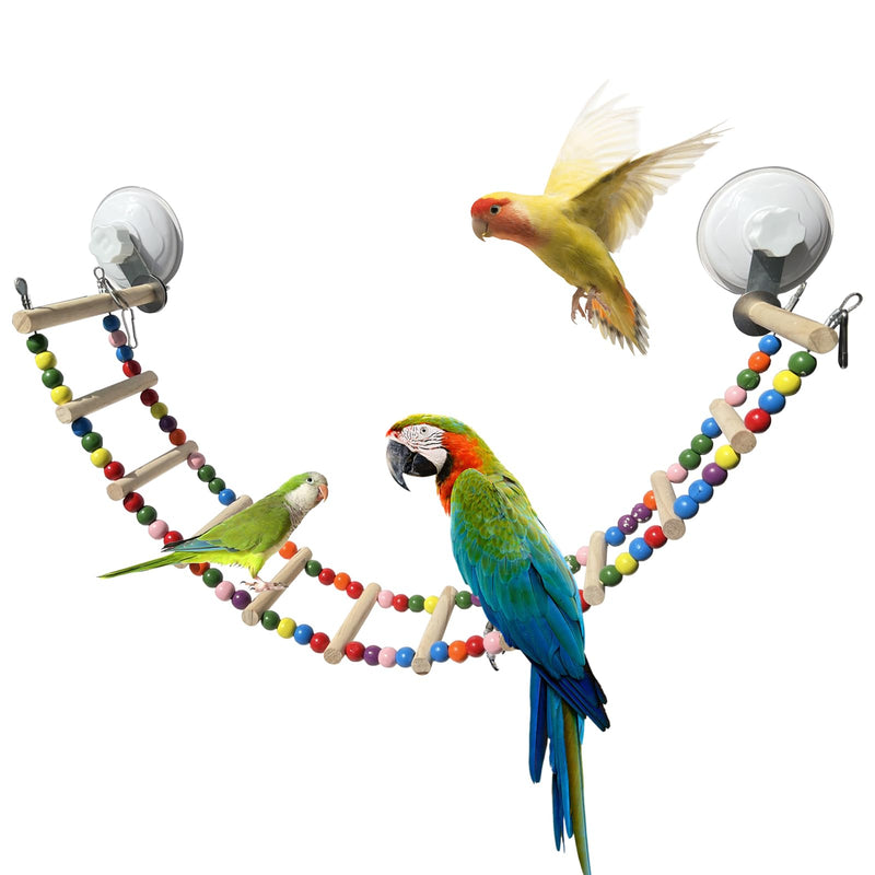 Colorful Bird Perch Stand Toy with Suction Cup for Window Mirror Car, Bird Parrot Window Ladder Bridge Toys, Pet Window Perch for Parrot, Parakeet, Lizard, Bearded Dragon, Hamster - PawsPlanet Australia