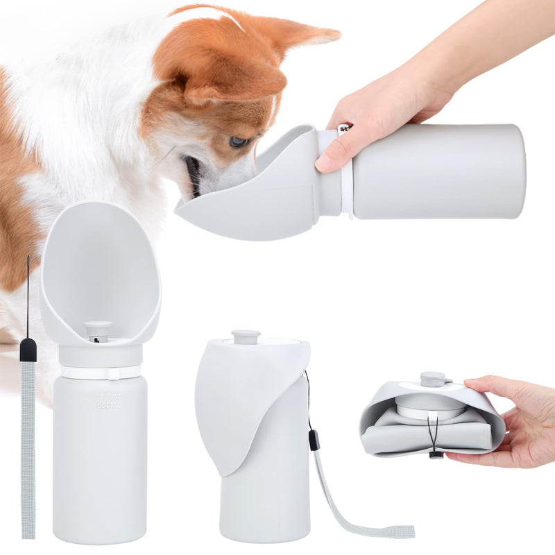 𝗔𝗞𝗜𝗭𝗨𝗞𝗜 𝗝𝗢𝗢 Silicone Dog Water Bottle, Lightweight Dog Portable Water Carrier, Collapsible Dog Bowls and Bottle | Flip Water Bottles for Dogs | Ideal Item of Dog Travel Kit - PawsPlanet Australia