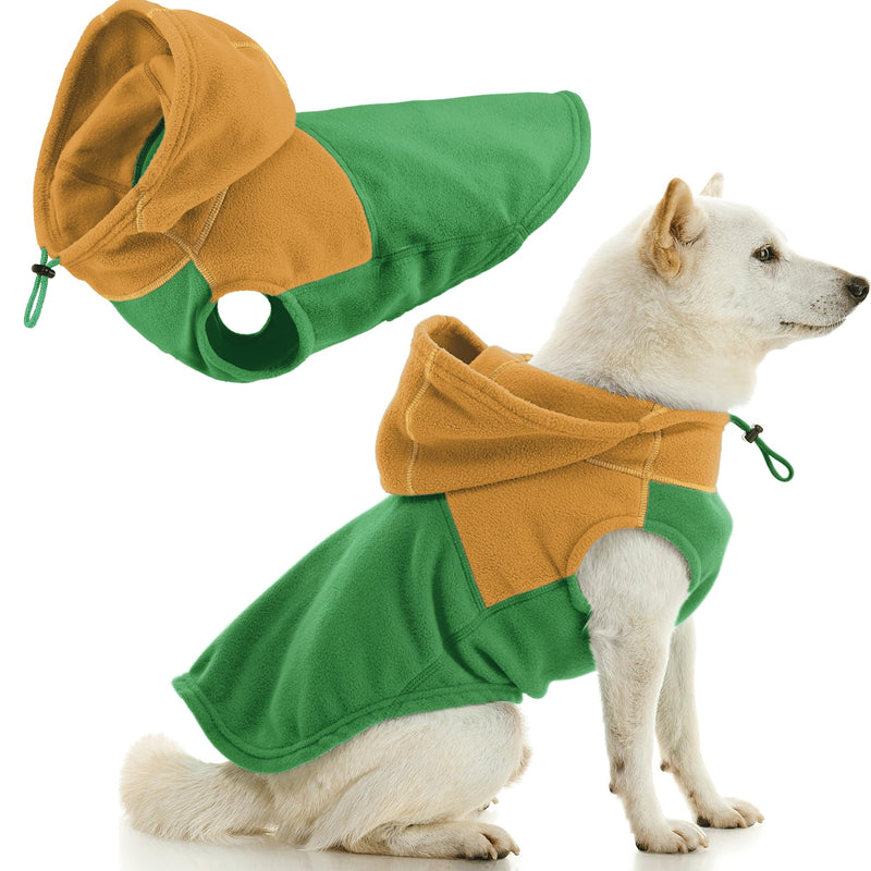 Gooby Fleece Vest Hoodie Two Tone - Green, X-Large - Soft Fleece Vest Hoodie with Durable Metal Leash Ring Stylish Two Tone Dog Hoodie for Small to Medium Dogs X-Large (Around 23-lb) Green Two Tone - PawsPlanet Australia