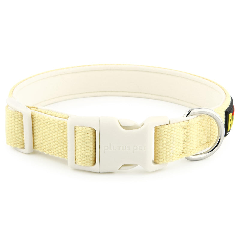 Plutus Pet Cotton Dog Collar, Heavy Duty Collar with Soft Padding, Adjustable and Comfortable for Small Medium and Large Dogs, Light Yellow, S - PawsPlanet Australia