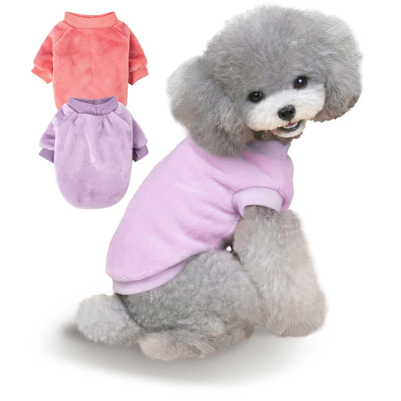 Dog Sweaters 2 Pack Clothes for Small Dogs Boy Girl XS Doggie Cat Shirts Winter Clothes Sweatshirt Puppy Coat Apparel (DarkPink-Lavender, Small) Darkpink-Lavender - PawsPlanet Australia