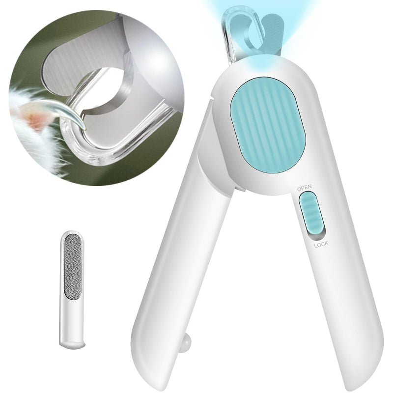 Odoland Cat Nail Clipper with LED Light and Nail File, Dog Claw Trimmer with Bright Light to Avoid Excessive Cutting - Pet Grooming Tool for Tiny Dog Cat Kitten Bunny Rabbit Blue - PawsPlanet Australia