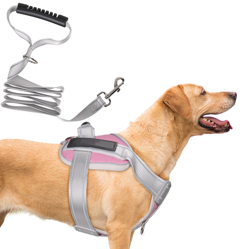 No Pull Dog Harness Dog Harness for Medium Dogs Heavy Duty with Handle No-Pull Service Vest Breed Adjustable Military Walking Training Hunting (Pink,M) PINK - M - PawsPlanet Australia