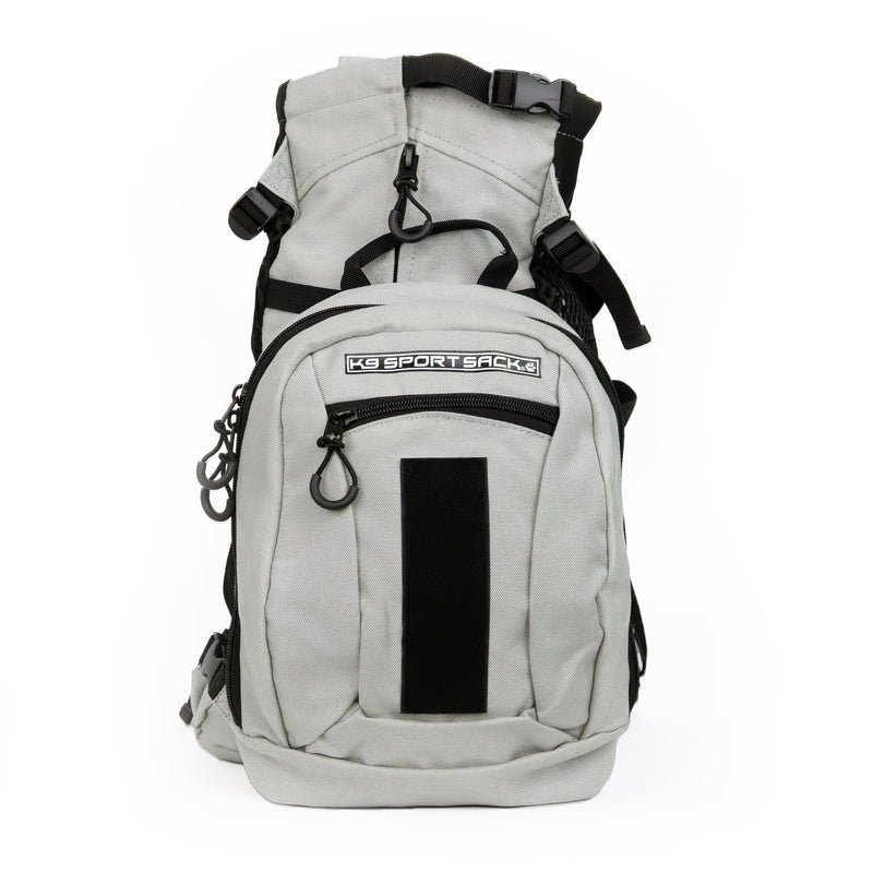 K9 Sport Sack Plus 2 - Medium, Light Grey - Ideal for Dogs 17-19” Long - Adjustable, Backpack-Style Carrier with Multi-Functional Storage Pack, Thick Shoulder Straps & Padded Back Panel - PawsPlanet Australia