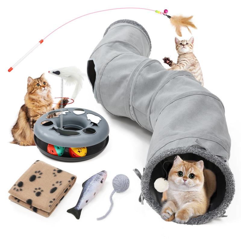 Cat Tunnel, Indoor Cat Toy, Roller Track Cat Toy, Collapsible S-Shaped Play Tube, 10.5 Inch Diameter Maze Cat House for Cats, Puppies, Rabbits, Ferrets, Cat Toy Gift Set - PawsPlanet Australia