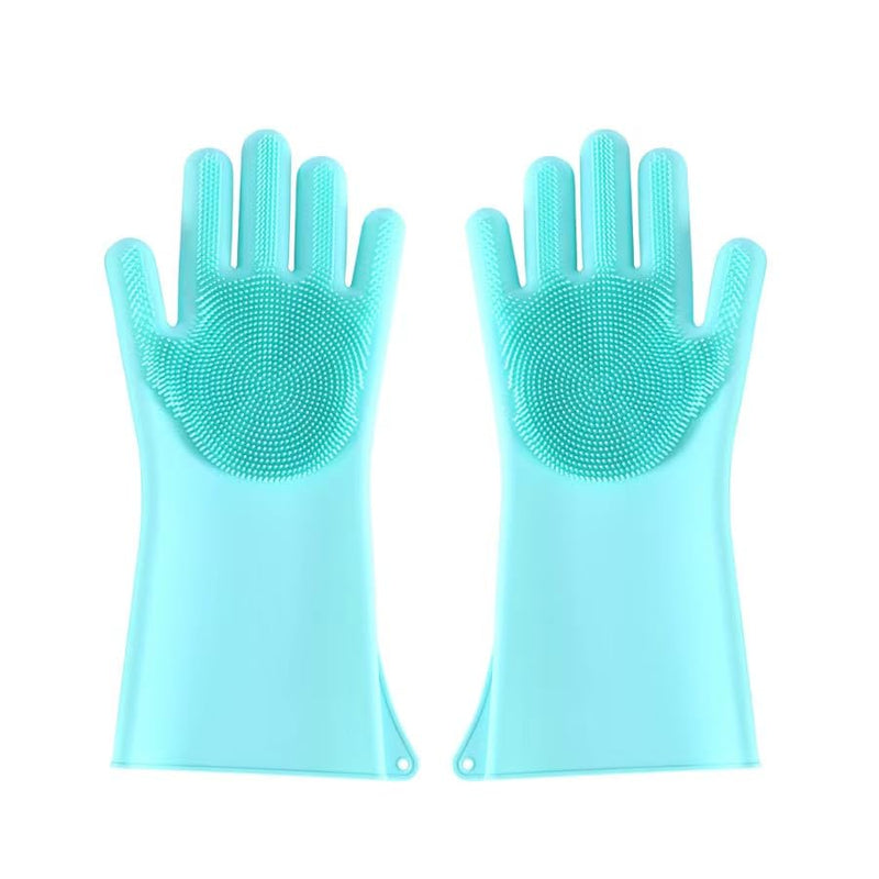 PnzongeMulti use silicone gloves for dogs, showers,pets cats hair removal, anti scratch massage products thickened set of 2 Green