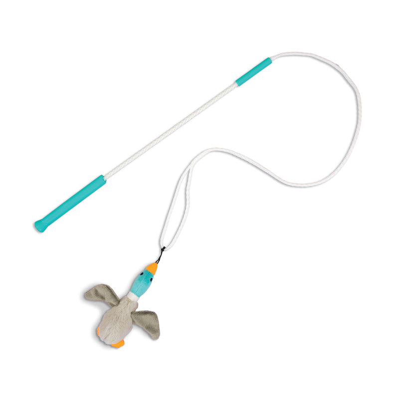 Outward Hound Tail Teaser Interactive Dog Wand Toy, Squeaky Plush Toy Included, Multicolored Duck - PawsPlanet Australia