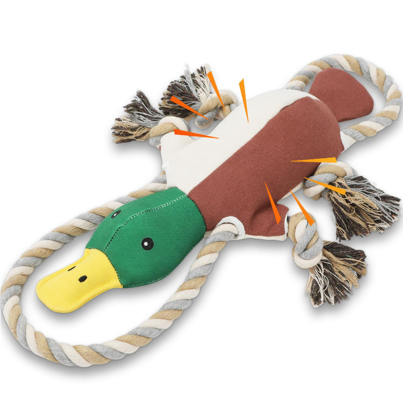 Lesmeet Upgraded Duck Dog Toys for Aggressive Chewers Puppy Toys with Crinkle Paper and Squeaker, Interactive Tug of War Dog Toy for Small, Medium, and Large Breeds Brown - PawsPlanet Australia