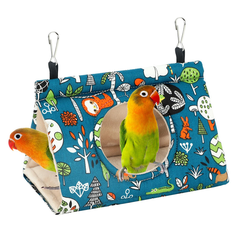 Rypet Winter Warm Bird Nest House - Hanging Hammock Velvet Shed Hut Cage Plush Fluffy Birds Hideaway Sleeping Bed Fuzzy for Parrot Parakeet Cockatiels Budgies Lovebird Small（Blue） Small (Pack of 1) Blue - PawsPlanet Australia